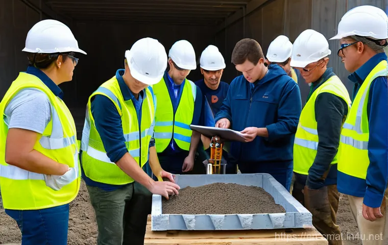 건설재료시험기사 학원 선택 기준 - **A vibrant, professional group portrait featuring a diverse team of certified construction material...