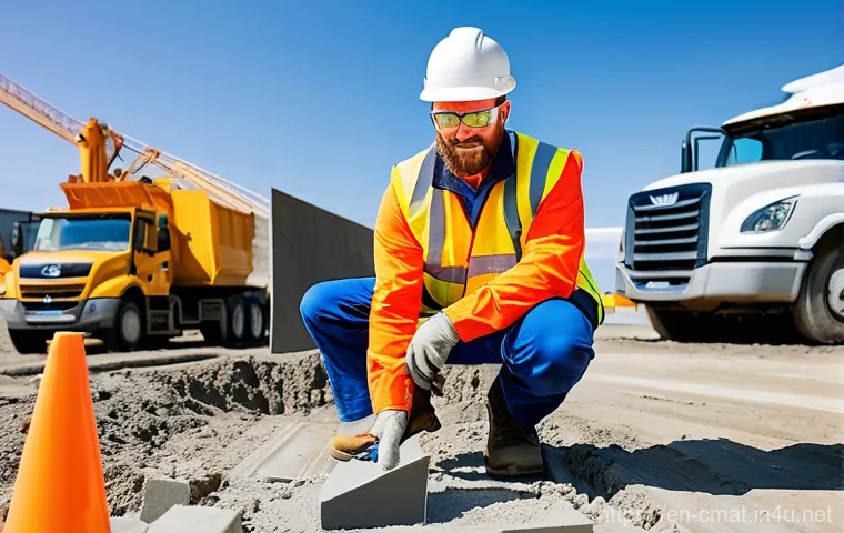 건설재료시험기사 자격증 취득 방법 - **Prompt:** A highly detailed, realistic image of a male Construction Materials Testing (CMT) techni...